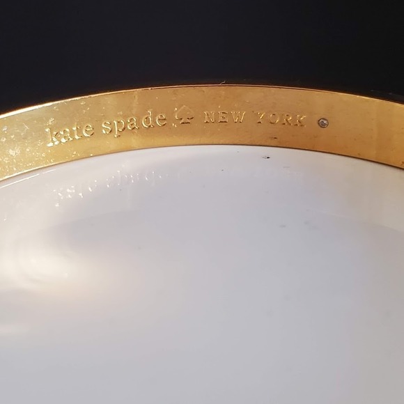Kate Spade Black and Gold‎ Plated Bangle with Studs Rivets Signed - Picture 2 of 7
